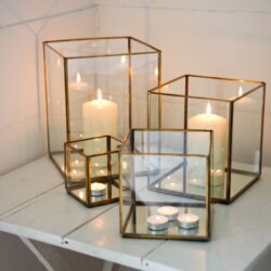 Gold lanterns. Wedding candle holder hire Melbourne. On Trend Event Hire