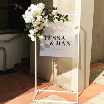 White signage stand Wedding - On Trend Event Hire