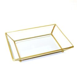 Gold glass serving tray 21cm x 17cm