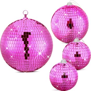 Pink Mirror Balls (various sizes). On Trend Event Hire