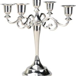 Silver 5 Arm Candelabra. On Trend Event Hire. Wedding & event hire decor