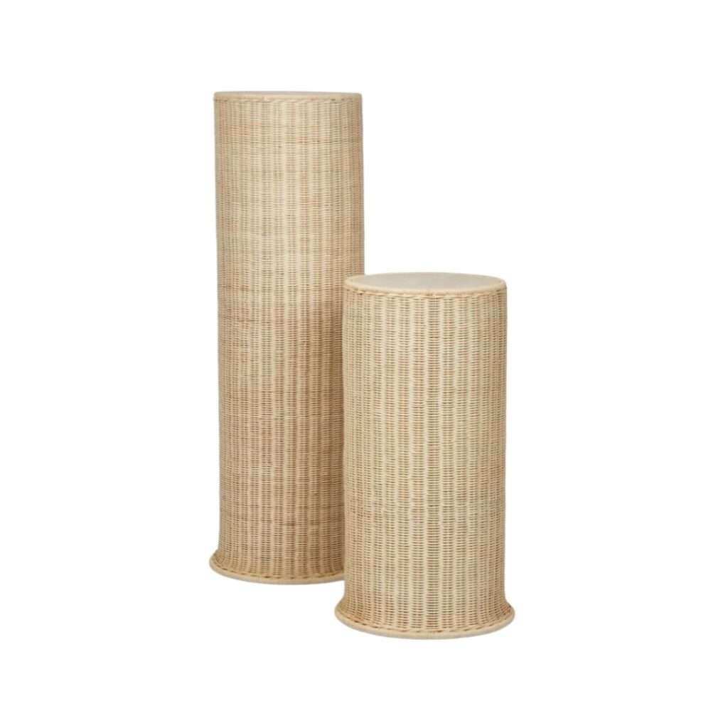 Wicker Plinths. Wedding and event hire Melbourne. On Trend Event Hire