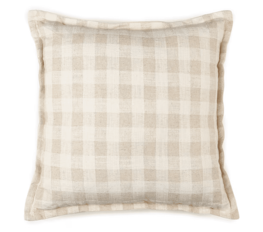 Beige Gingham Cushion. Hire cushions Melbourne for Picnic Parties.