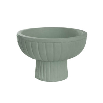 Sage textured limestone pedestal bowl urn. Wedding and event Hire Melbourne.