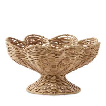 Wicker Scalloped Pedestal Bowl. Event hire