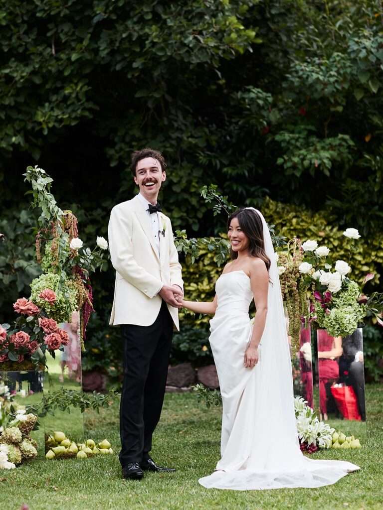 Garden wedding Mirror Plinths. On Trend Event Hire Melbourne