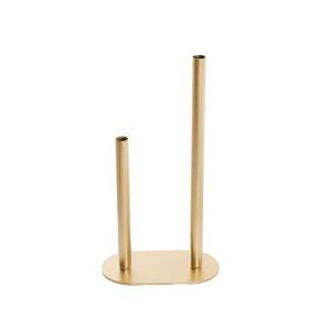 Gold Two Tube Metal Bud Vase. Wedding and event hire Melbourne. On Trend Event Hire